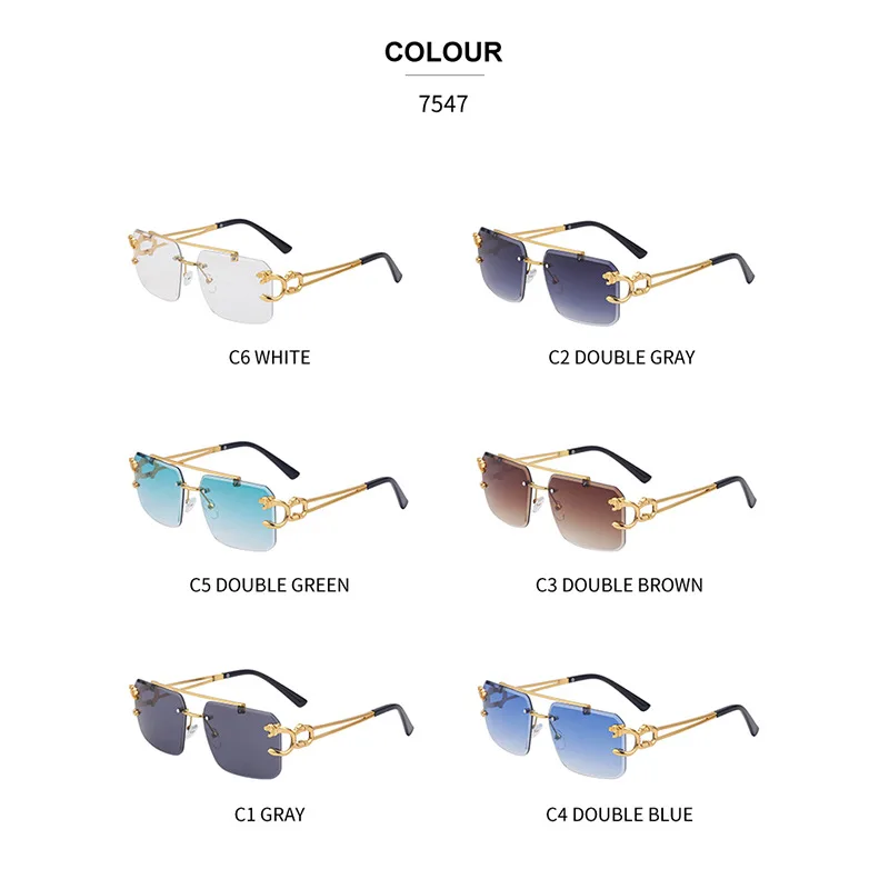 Rimless Sunglasses Square Fashion Shades Tinted Lens Metal Frameless Rectangle Y2K Glasses UV400