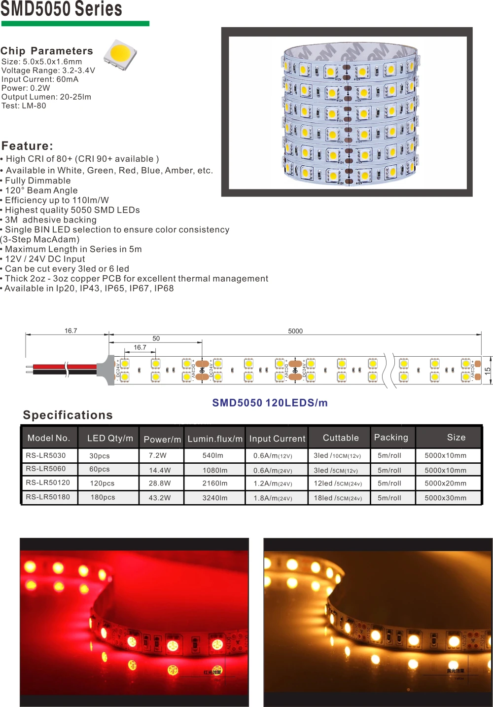 10m 5050 rgb led strip