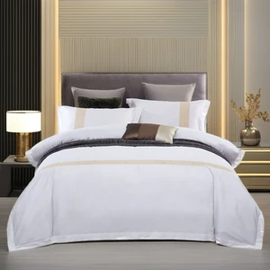 Hotel 100% Polyester Bedding Set King Queen Double Single Size 4 Pieces Bed Sheet Set