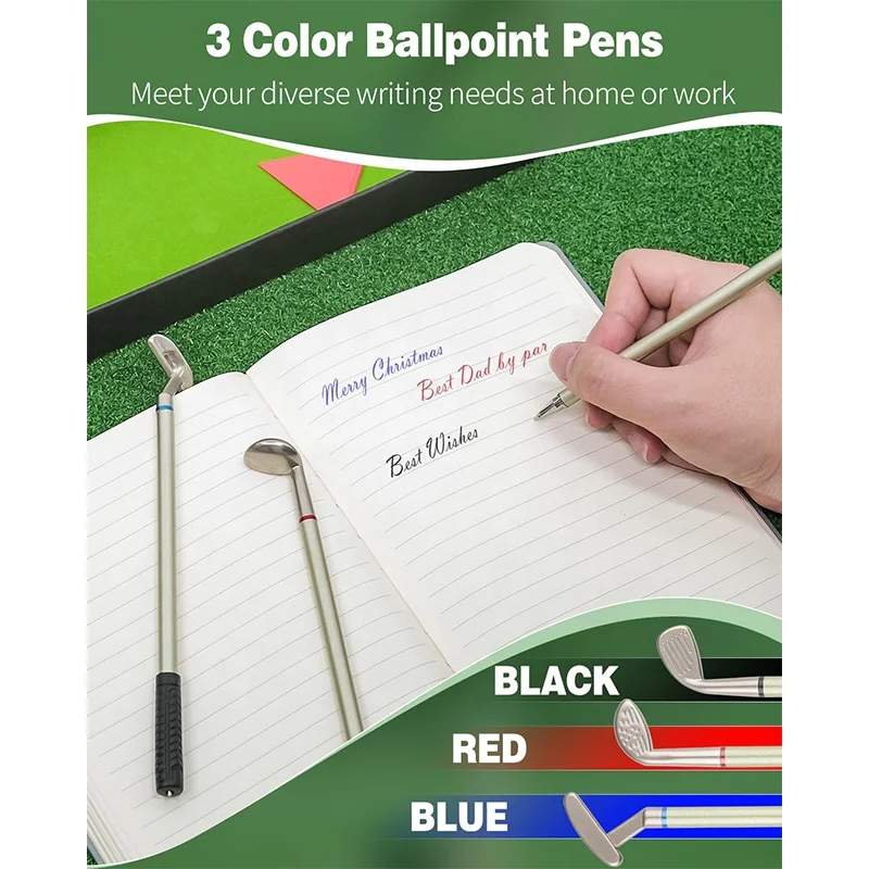 HOW TRUE Wholesale Mini Desktop Games Golf Pen Gifts Box 3 Colour Golf Club Pen Gifts Set for Office Gadgets Desk Decor