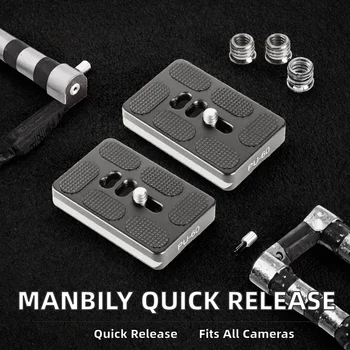 Manbily 2-Piece Aluminum Alloy Camera Quick Release Plate Ball Head 1/4" 3/8" Screws Universal Arca- Adapter for DSLR Mount detail image