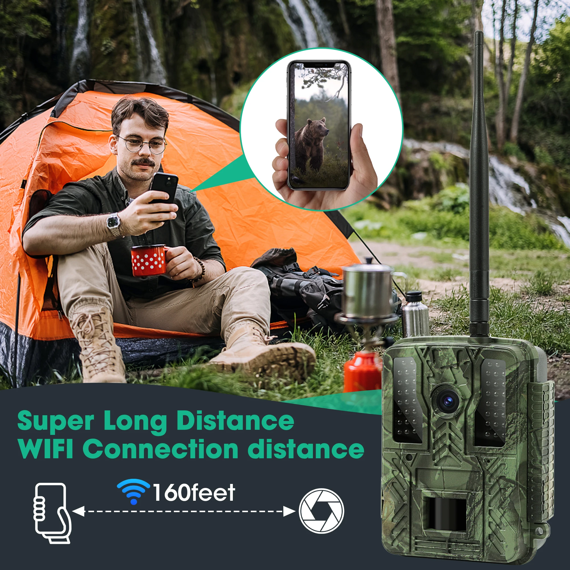 BSTCAM BST880-WIFI 32 MP Wildtier-Jagd-Hinterkamera, Fotofallen mit Weitwinkelobjektiv, App-Einstellungen für die Gartensicherheit – Detail 3