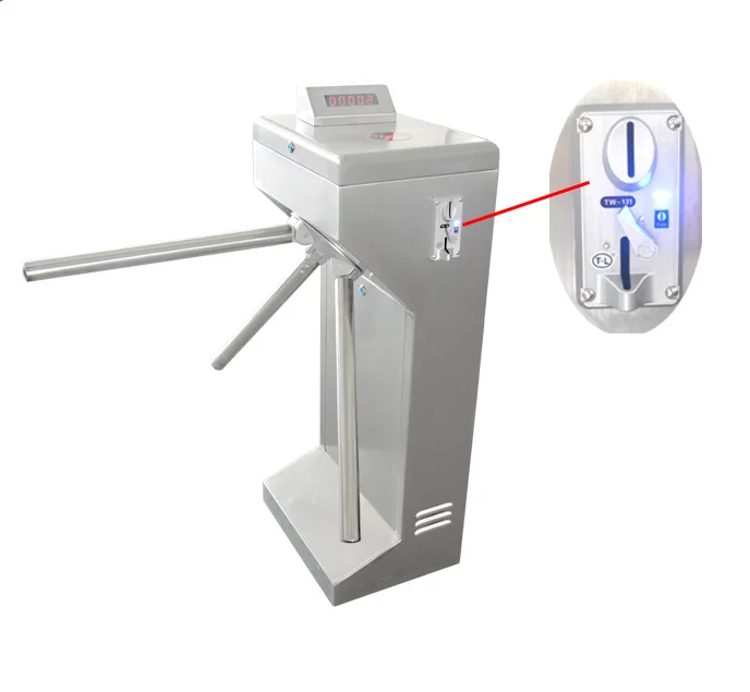 Three Roller Coin Operated Tripod Turnstile Gate for Public Toilets