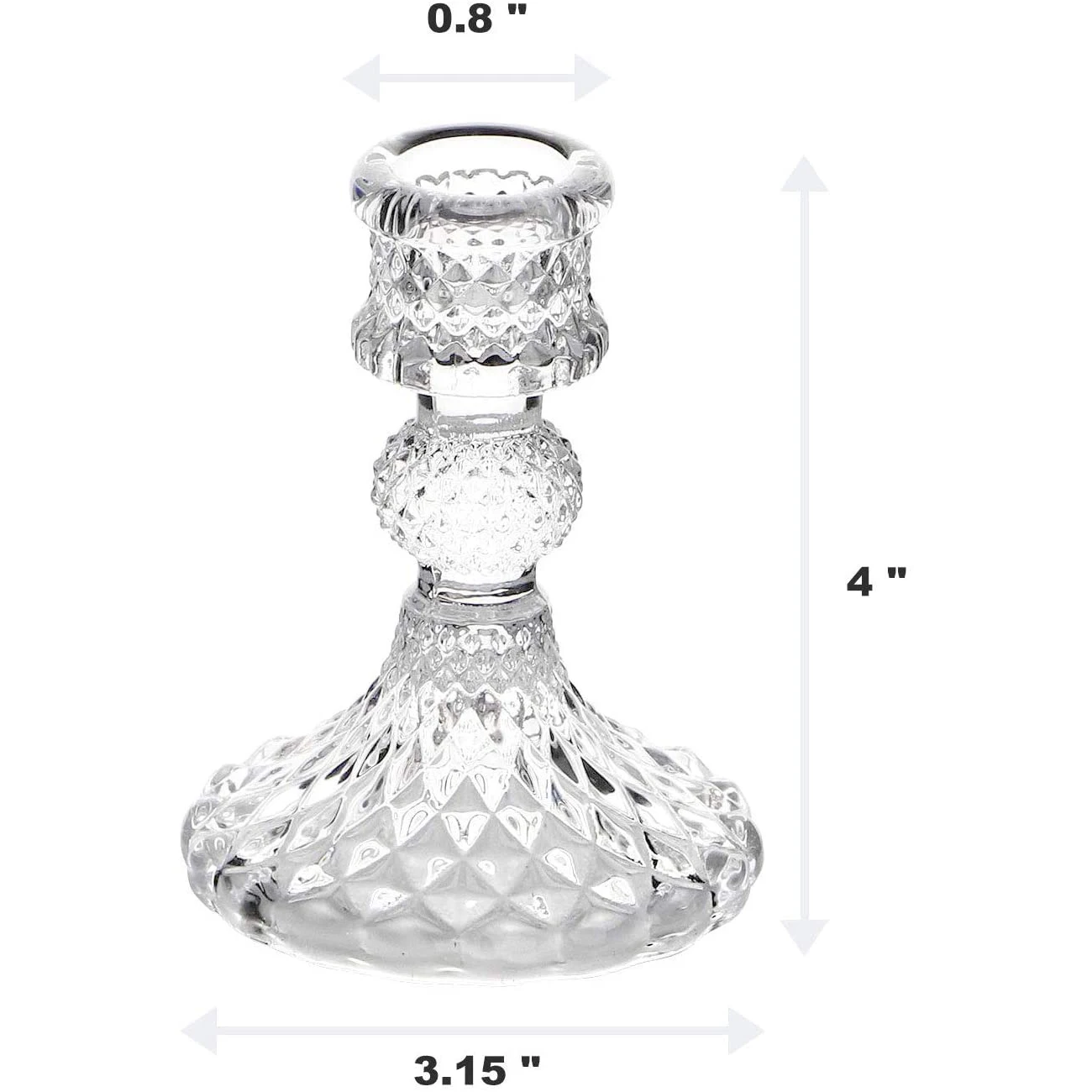 Taper Clear Glass Candlestick Holder,Tall Crystal Decorative Candle