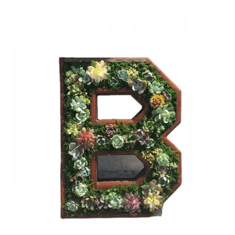 Multi Types Containers Wood Craft Garden Decoration Creative Letters Succulent Flower Pots Alphabet Shape Green Planter