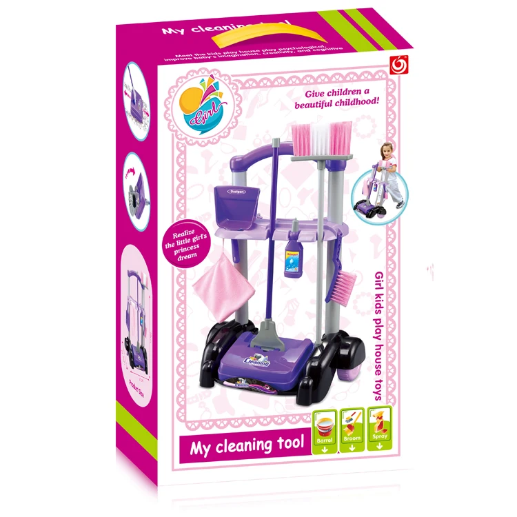 Забавная фиолетовая красная щетка для мытья пола Чистка пыли игровой домик игрушка для помещений набор инструментов для уборки детей