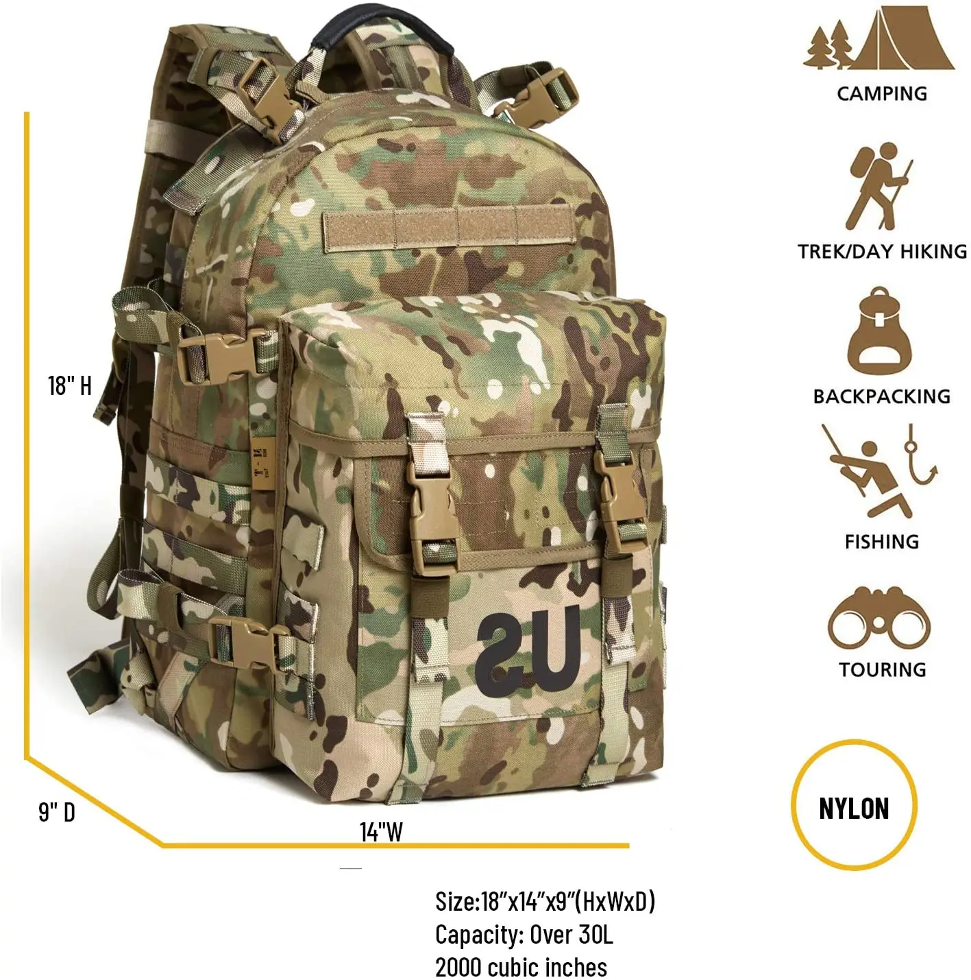 Molle II Rifleman Military Assault Pack Army Tactical Backpack Multicam 
