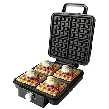 1500W Portable Electric Breakfast Maker Stainless Steel Non-Stick 4 Slice Waffle & Sandwich Machine for Household Use
