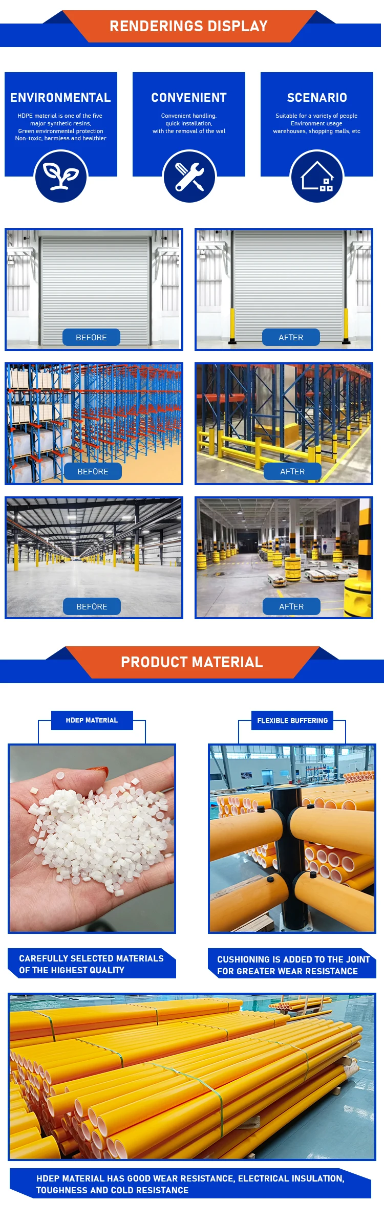 New Warehouse Racking Protection Safety Bollard Flexible Barrier ...