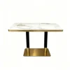 Plateau en pierre brillante + base en acier inoxydable noir et or