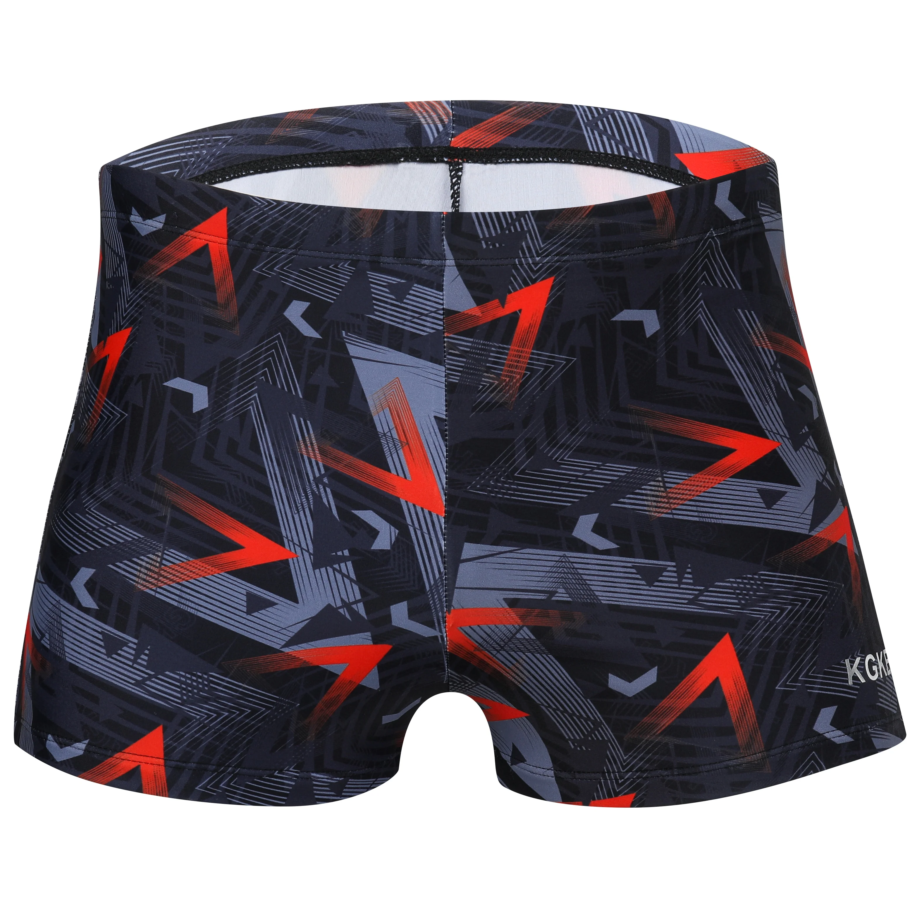 KGKE Swim Boxer Briefs Short Swim Jammer Fashion Print  Racer Mens Square Leg Swimsuit