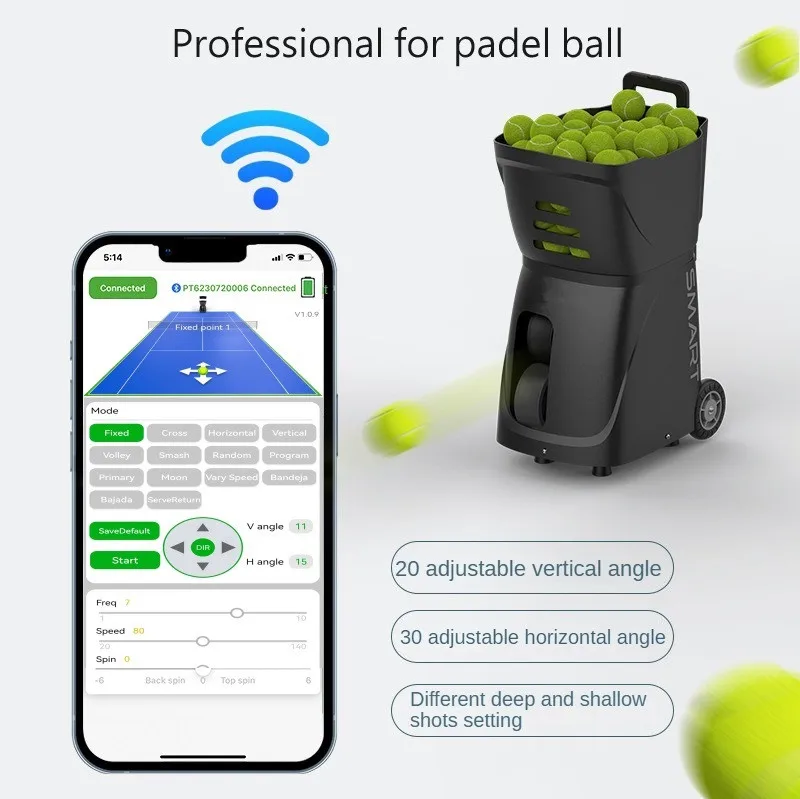 Auto Smart Educational Tennis Ball Training Practice Shooter Professional Padel Ball Shooting Machine with APP Remote Control manufacture