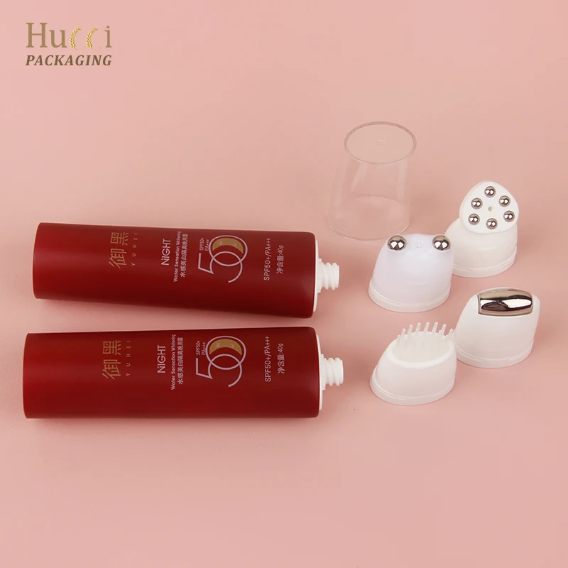 Massage Cream Tube 30ml 50ml Empty Squeeze Stainless Roller Cosmetic Packaging Tube for Lotion Serum Oil Oval Plastic Tube