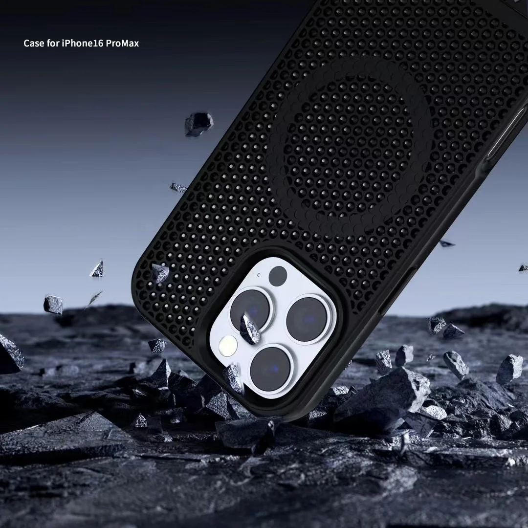 Custom Phone Case Manufacture 2024 Heat Dissipation Metallic Metal Kickstand Phone Case Shockproof Cover for iPhone 16 Case