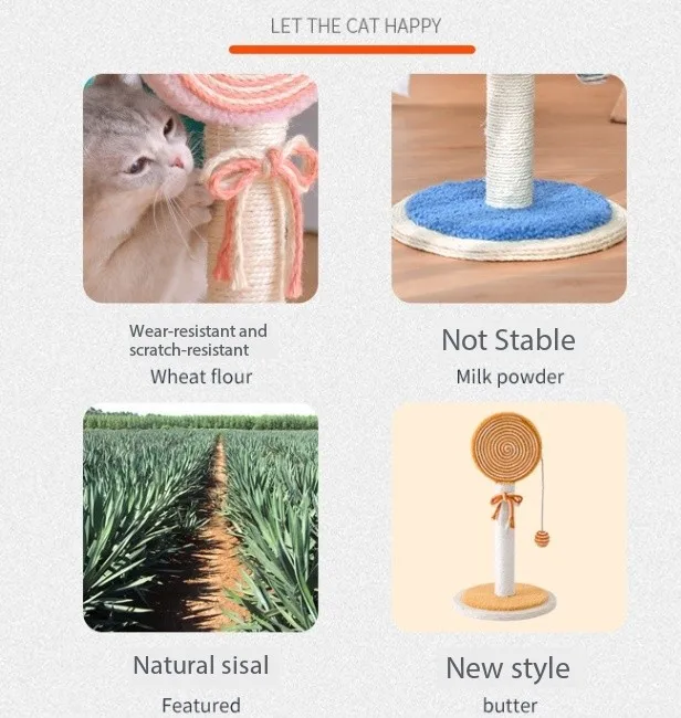 Lollipop Sisal Cat Scratching Post With Interactive Ball Toy Recycled Cat Scratcher details