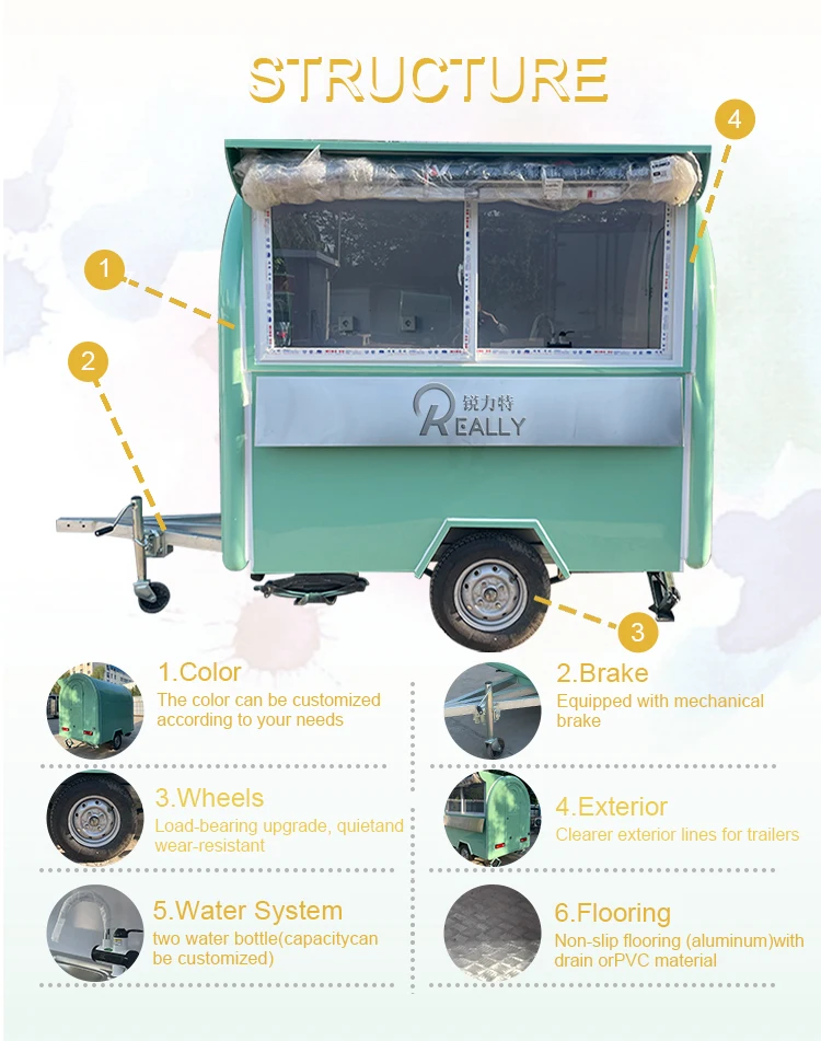 Oem Commercial Mobile Food Trailer Fully Equipped Stainless Steel Food