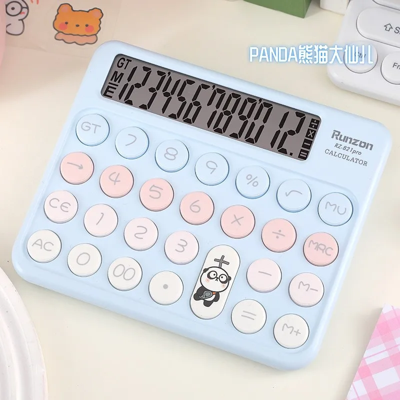 Macaroon Color Cute Desktop Calculator With Mechanical Buttons PS Material Battery Power Source for Office Use