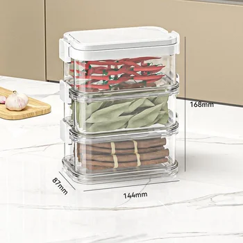 Storage Jar 3 Tired Food Freezer Container Airtight Vegetable Spice Storage Box With Lid and Handles