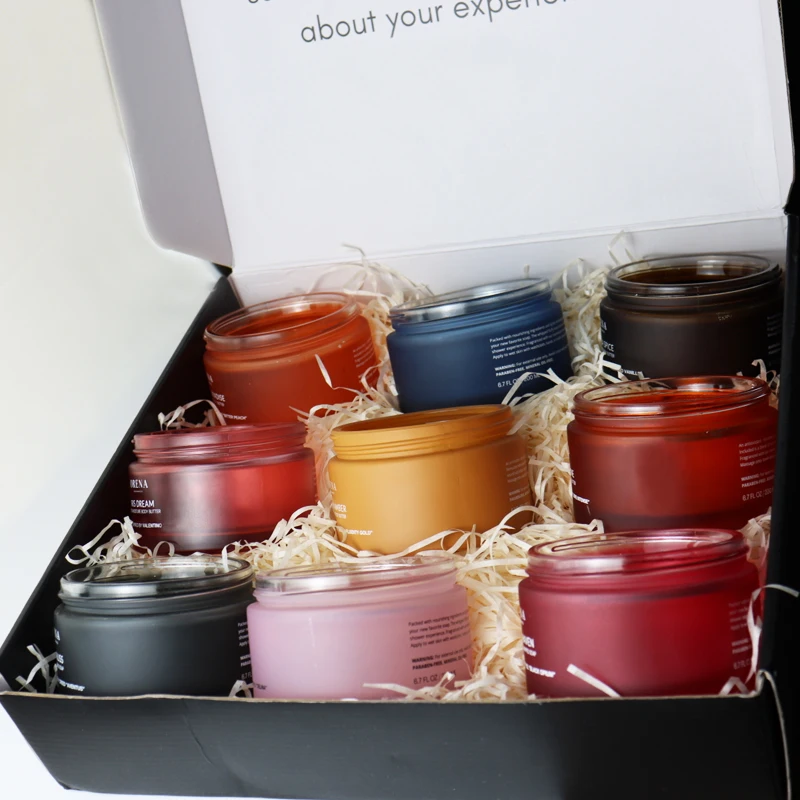 Custom Empty Round Transparent Frosted 200ml Cosmetics Wide Mouth Body Scrub Butter Jars 7oz 200g Glass Cream Jar With Lid