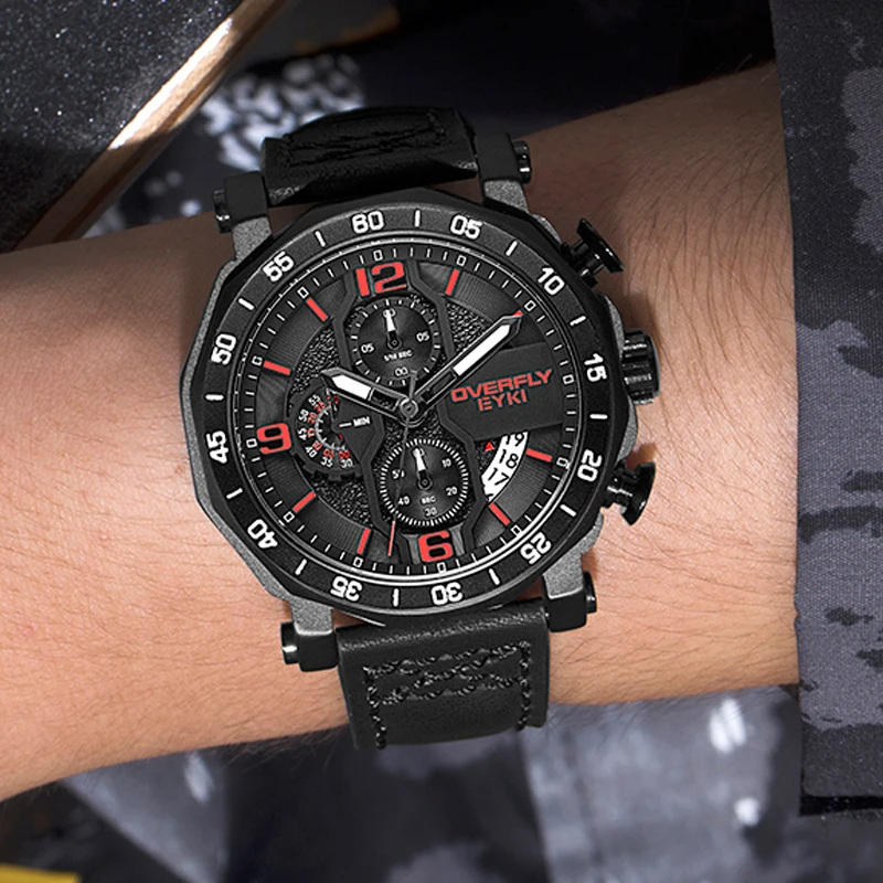 Watch Chronograph Luxury Quartz Man Squelet Classic Business