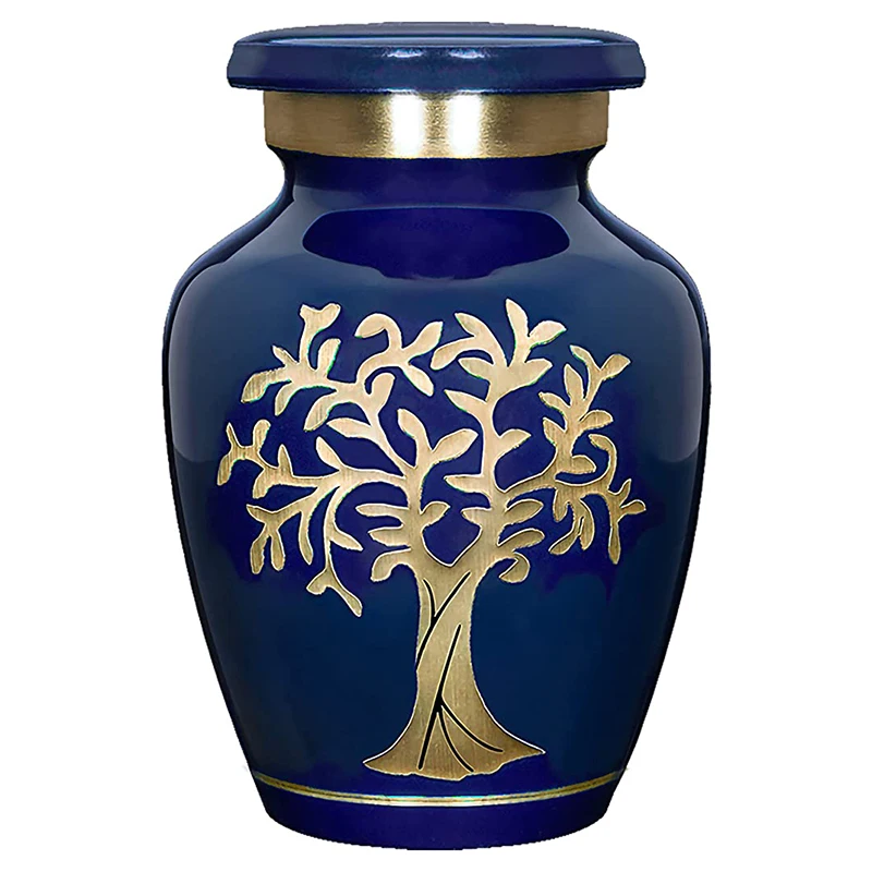 Tree of Life Blue Small Keepsake Urn for Human Ashes Mini Sharing Urns That Makes a Warm Resting Place for Your Loved One Lost