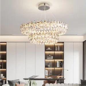 Zeal Lighting Cheap Circle Creative Round Raindrop Crystal Chandelier for Living Room