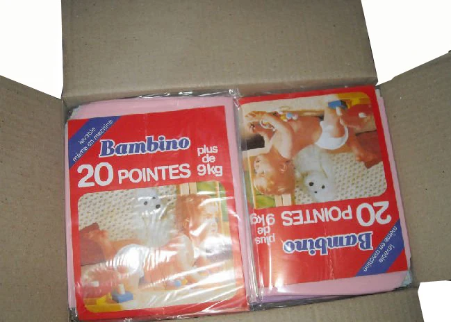 Factory Stock Export Bambino Colored Disposable Waterproof PE Baby Diapers Baby Tie-pants