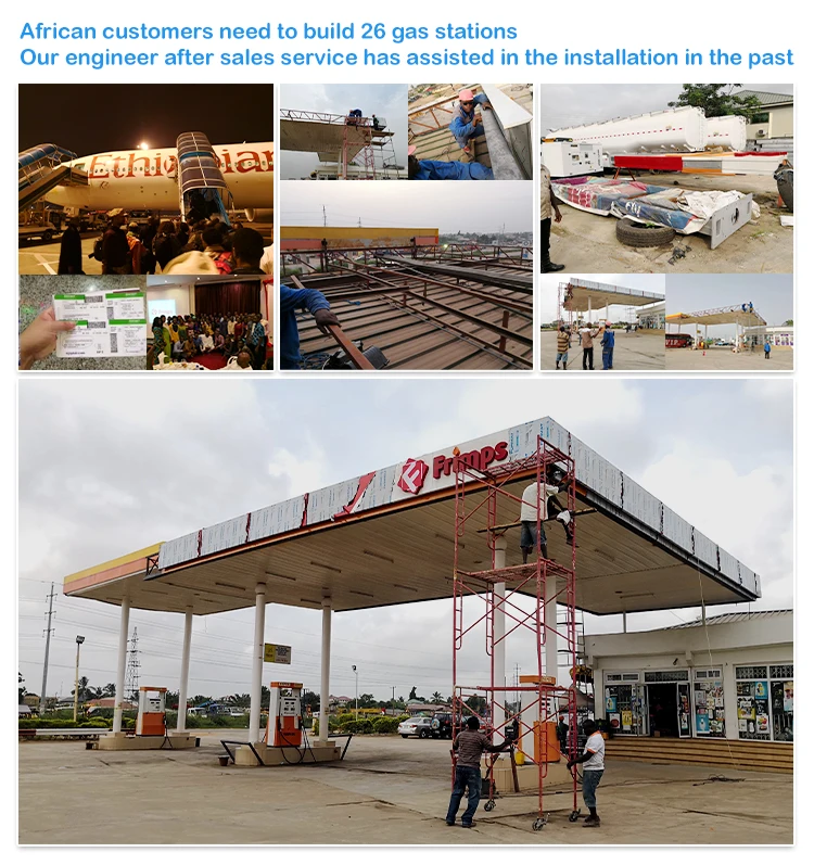 Petrol Station Roofing Cover Space Frame Full Set Fuel Gas Station Canopy Roof Steel Structure details