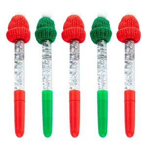 Christmas Quicksand Cute Cartoon Design Pullover Ballpoint Pen Plastic Body with Custom logo for Promotional Advertising Gift