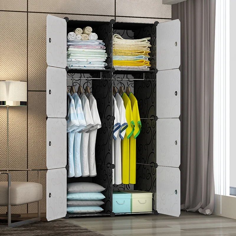 Smart Wardrobe Moving Box With Shelf and Hanger Diy Storage Cube Cabinet Reusable Assemble Wardrobe Closet Plastic Wardrobe