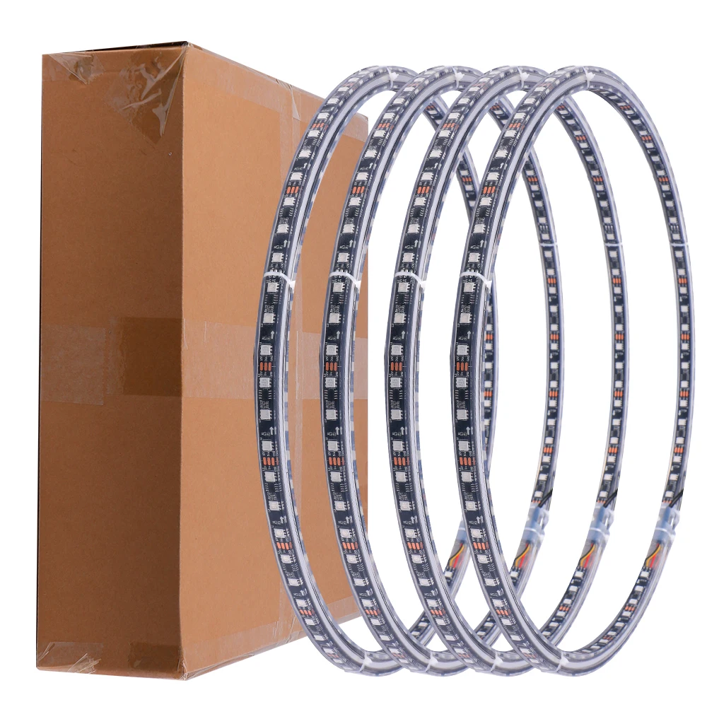 For Jeep Wrangler Wheel Ring Lights Up Strip Quad Row Rgb Led Truck