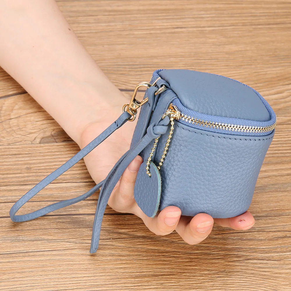 Ladies Leather Mini Keychain Bucket Lipstick Bag Charm Handbag Backpack  Storage