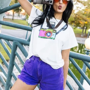 LYG Wholesale Custom New Design Camera Sequin Embroidery Tee Shirt Crewneck Cotton Fashion T-shirt