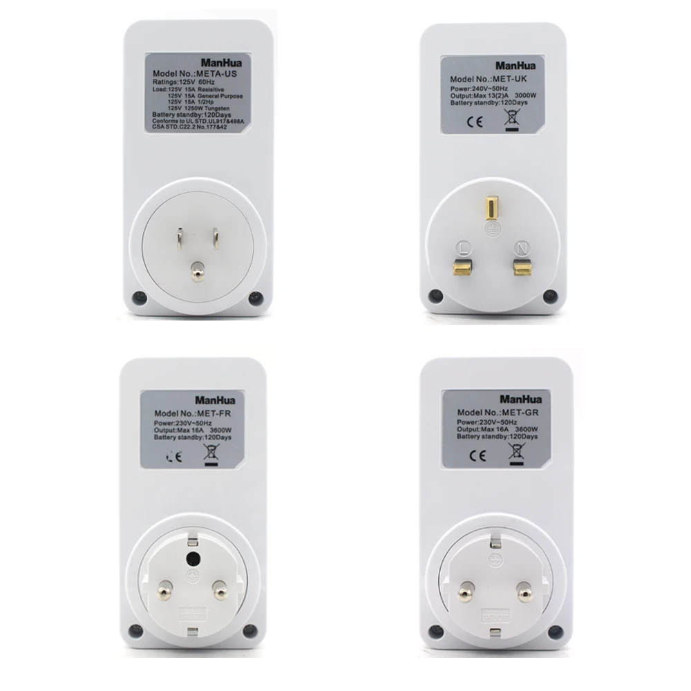 Manhua Electronic Digital Timer Switch 24-hour Cycle EU UK US FR Plug Intelligent Home Timer Socket