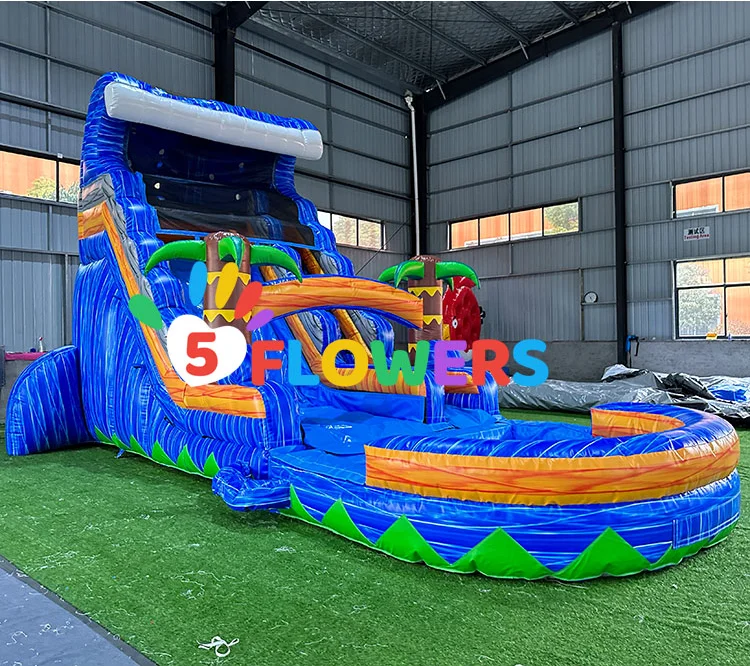 Giant Inflatable Tropical Jungle Water Slide With Pool Party Event Used ...