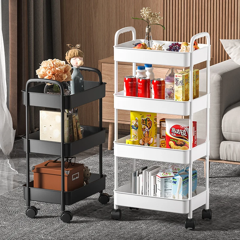 3 Tier Dining Rolling Storage Shelves Steel Hand Kitchen Storage Trolley Cart Organizer Kitchen Accessories Iron Multifunction