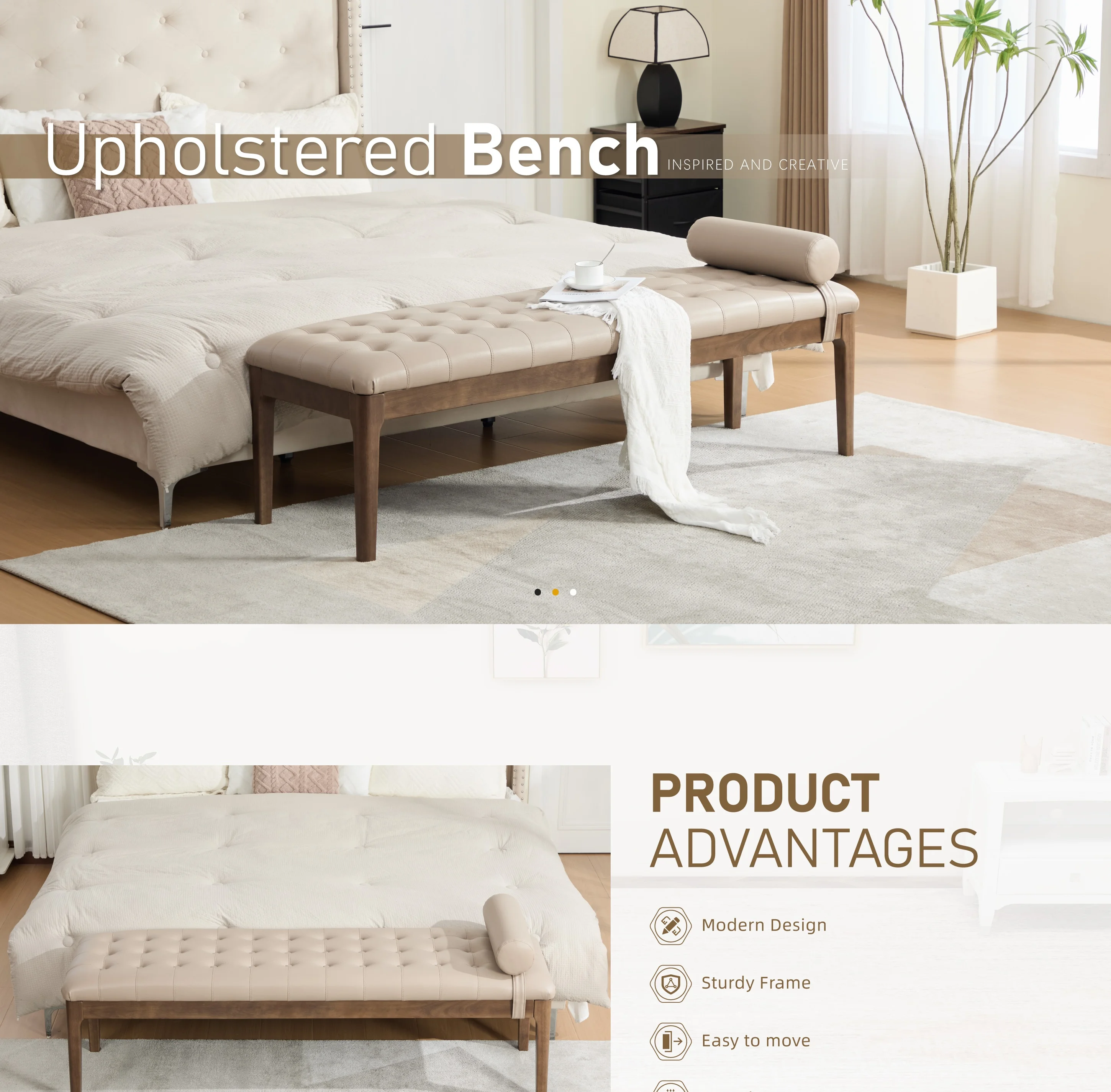 Elvarenae Varenne Tufted Accent Bench — product detail