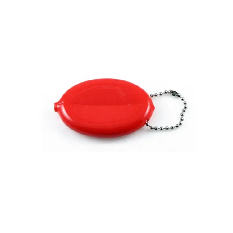 Customizable Eco-Friendly Oval PVC Coin Purse with Keychain