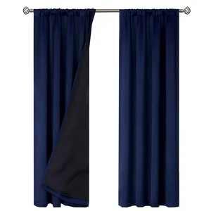 Wholesale Factory Supply Bedroom Window 100% Polyester Fabric Ring Gray Blackout Curtain for Living Room