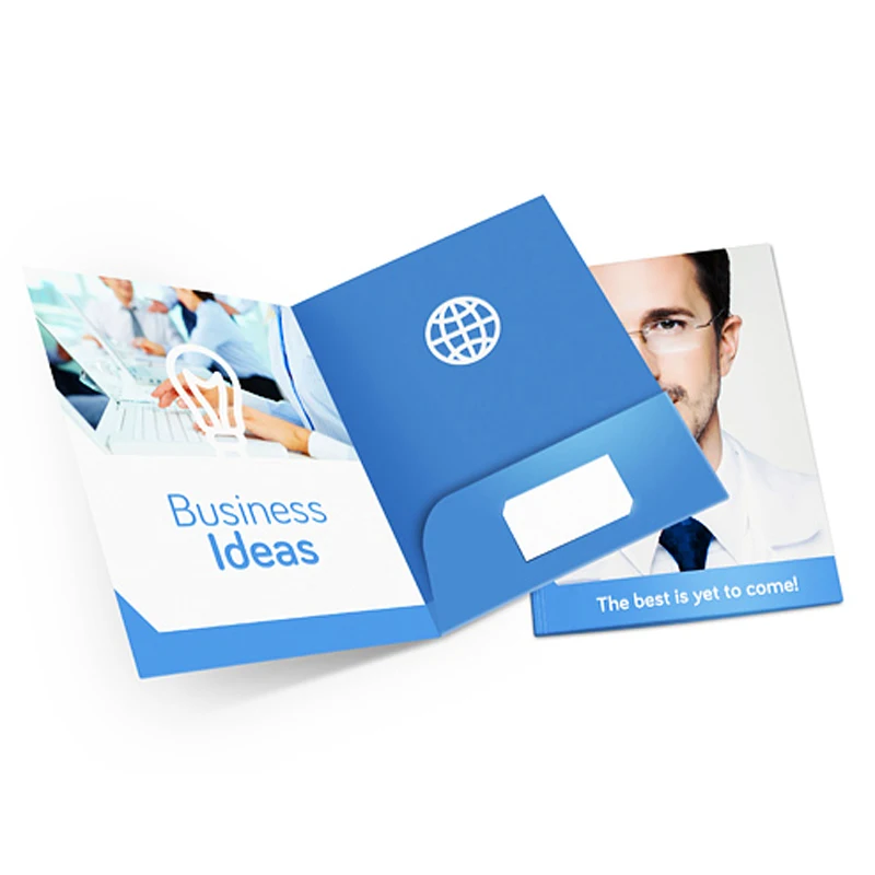 Бумага А4 с офсетной печатью на заказ, 9x12 дюймов, 2 карманных папки для презентаций с отделением для визиток