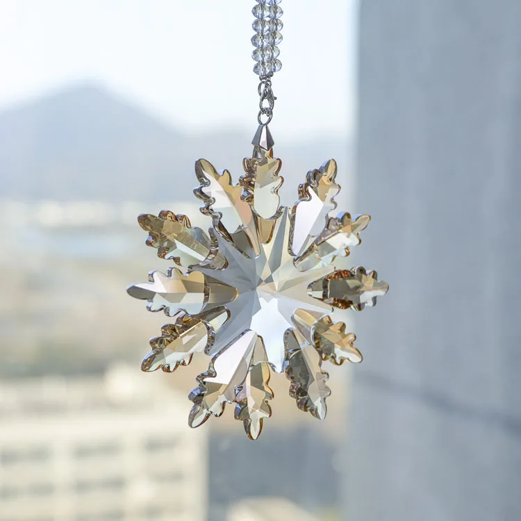 product wholesale fashion gifts hanging clear christmas glass snowflake ornament crystal glass pendant-39