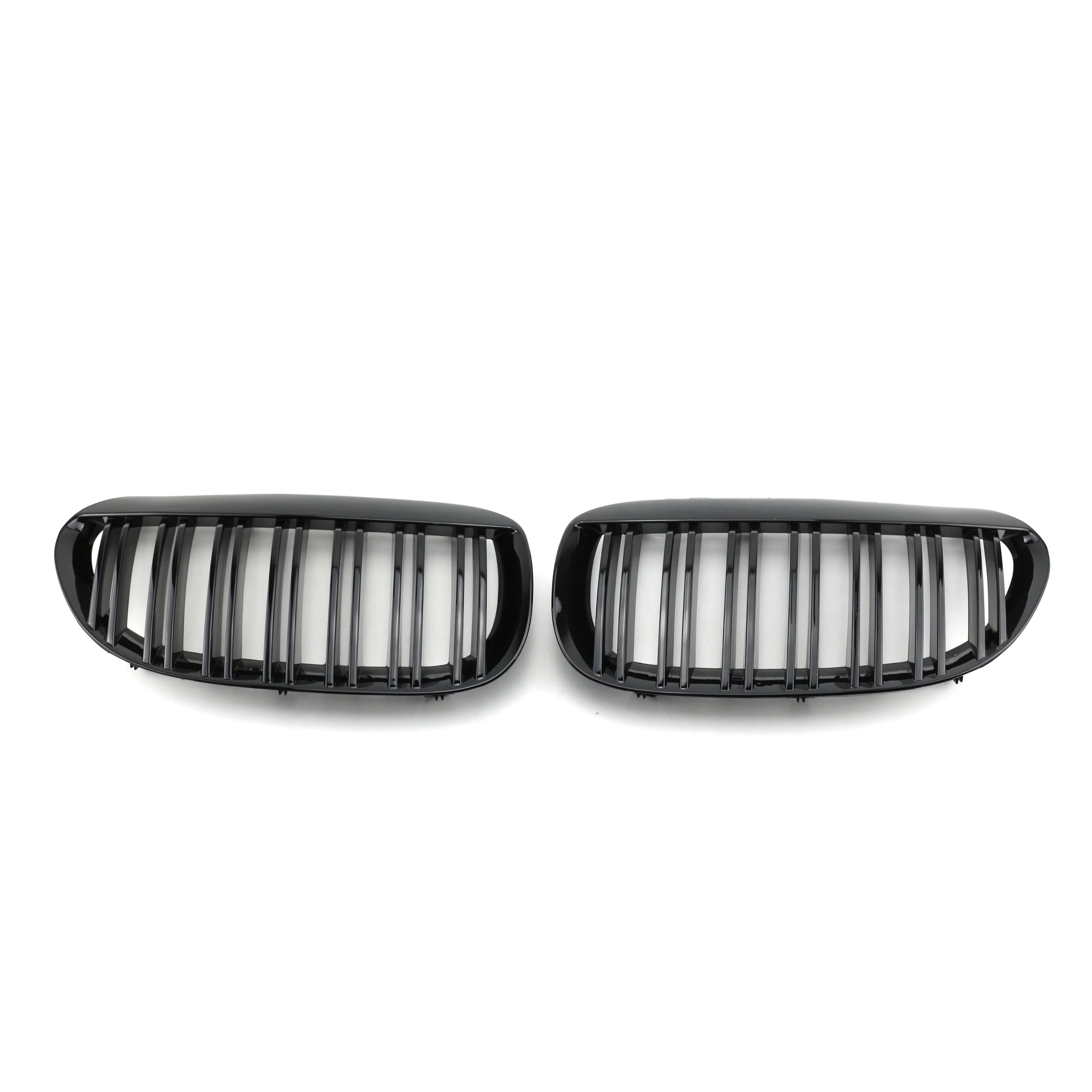 product tiypeor car modification parts double line gloss black grille front bumper kidney mesh grill for bmw 6 series e63 2006 2010-4
