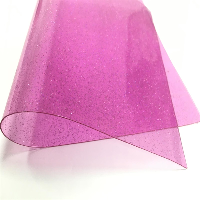 PlasticVinyl Roll Transparent Colourful PVC Soft Film with Glitter Powder for Dining Table Cover
