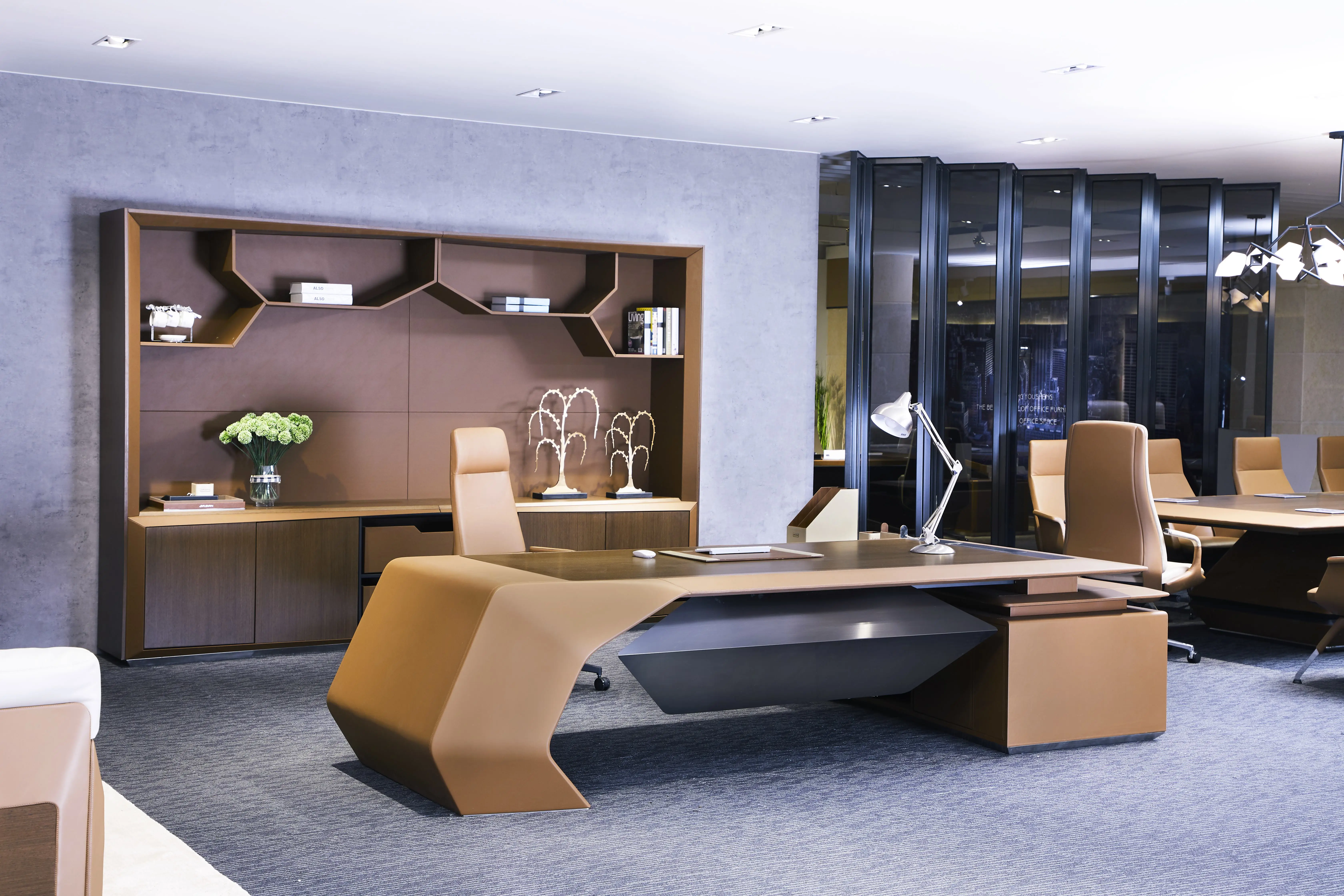 
Hot sale modern executive fancy desk luxury office furniture H-O2 CEO boss table desk foshan office furniture supplier 