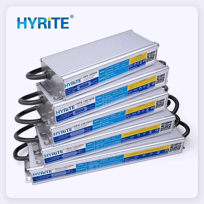 Hyrite IP68 Waterproof LED Driver PFC High Power Factor 12/24V Lighting Transformers Switching Power Supply