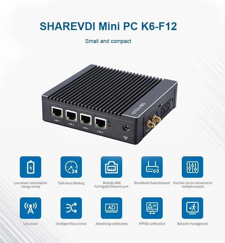 Cheap Barebone 4 LAN Linux Server J3160 Fanless Mini PC