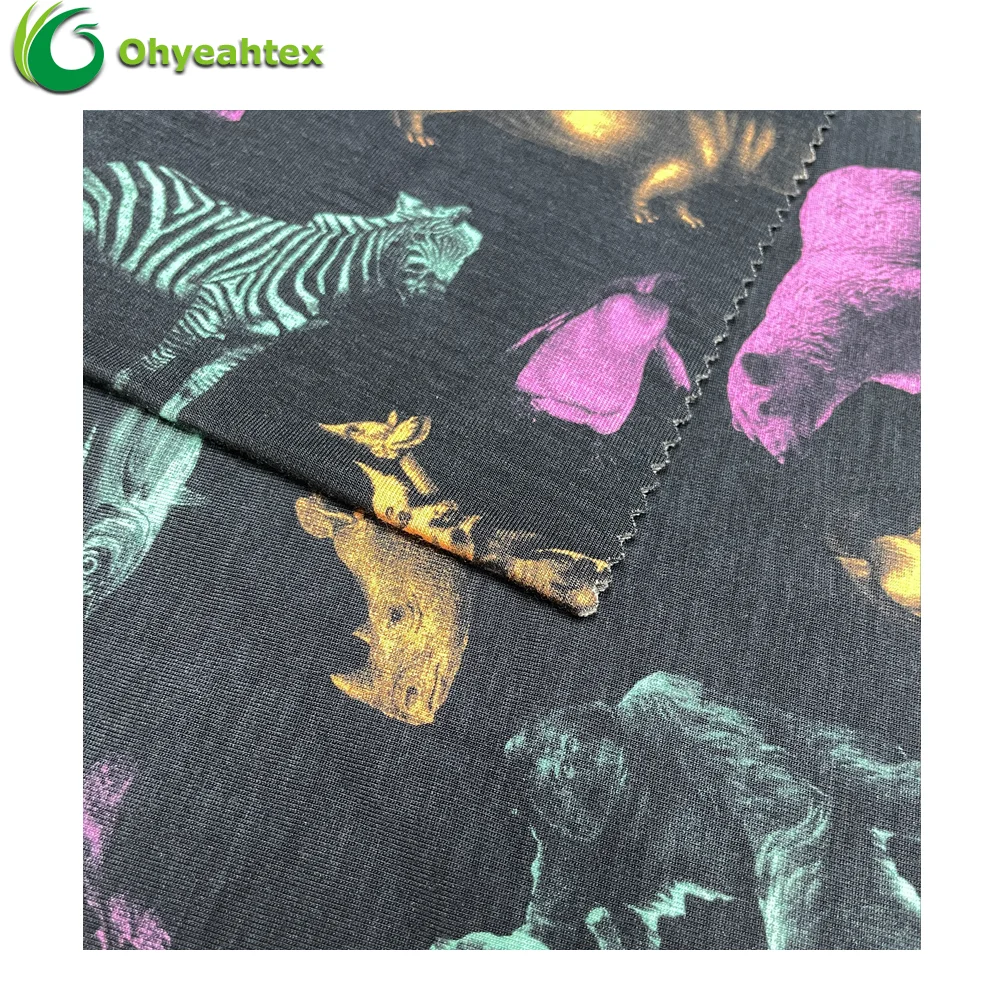 Высокое качество 220GSM цифровая печать ВИСКОЗА 95 модал 5 спандекс Джерси ткань для нижнего