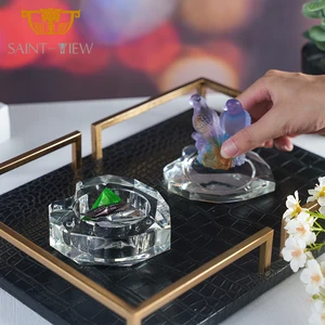 Modern Luxury Handmade Rose Love Heart Shape Crystal Glass Candle Storage Sundries Jewelry Sandalwood OUD Chocolate Candies Jar