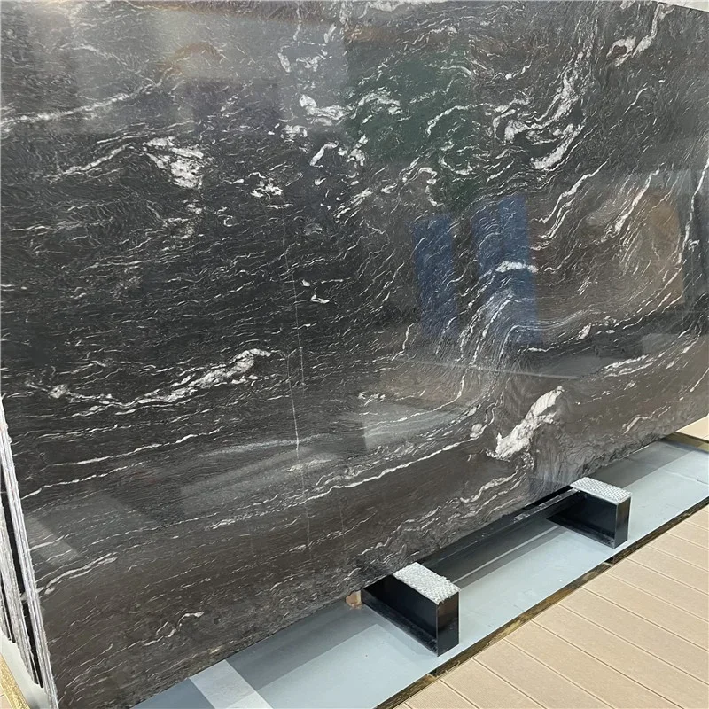 product natural luxury black granite slabs with white veins for countertop and wall cladding black quartziter slabs-1