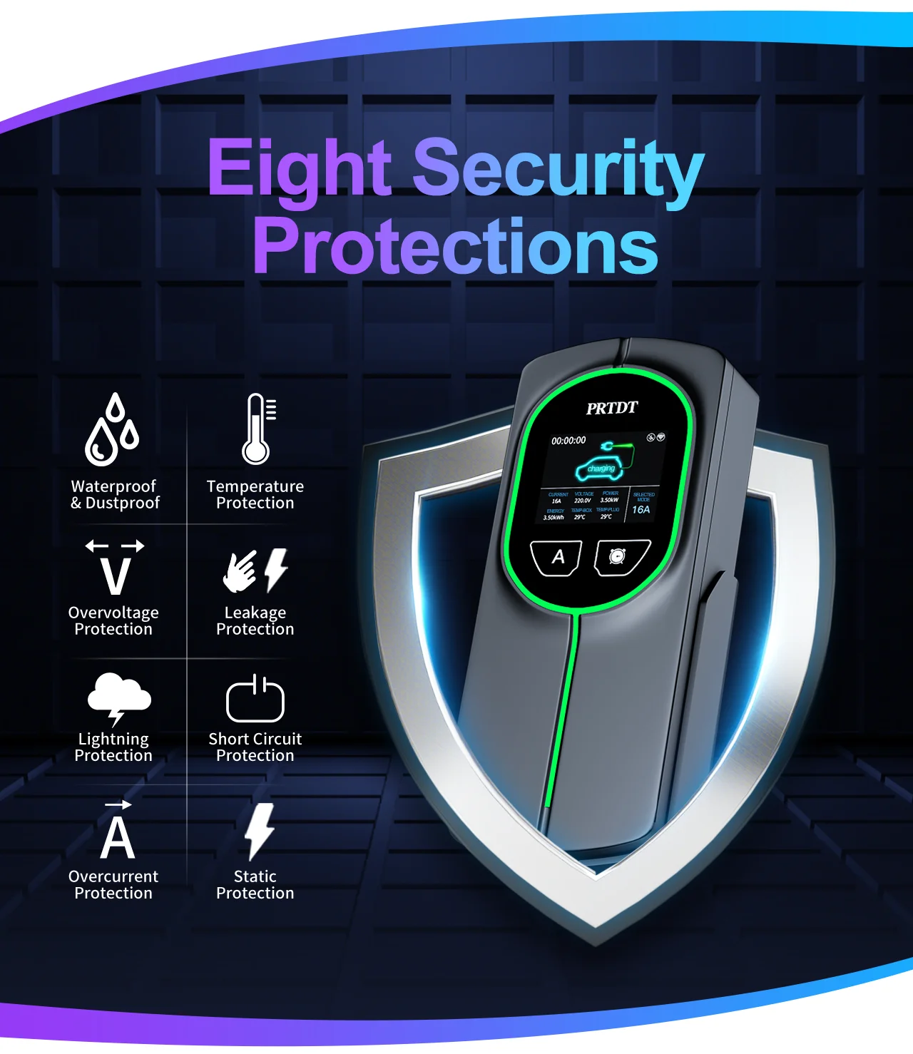 32a Ac Ev Charger Type 2 Electric Vehicle Car Charger Portable Battery